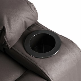 Fotel Masujący BOX Rozkładany Wypoczynkowy z Podnóżkiem Ciemnobrązowy Ekoskóra Nowoczesny