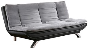 Kanapa rozkładana z tkaniny i ekoskóry DEMIDO III - Kolor: szary i czarny