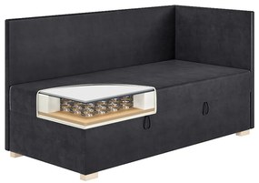 Ciemnoniebieskie narożne łóżko dziecięce ze schowkiem i materacem 90x200 cm Flexi – Ghado