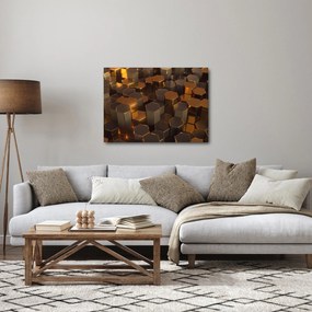 Obraz - Sześciokąty z brązu (70x50 cm)