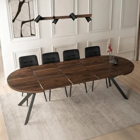 Stół Okrągły Rozkładany LUKAS 100-250 cm Orzech/Czarny Nowoczesny