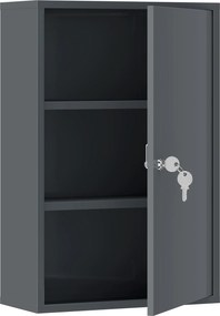 kleankin Wisząca szafka na leki, szafka łazienkowa z 3 półkami, 2 kluczami, 40 x 18 x 60 cm, szary | Aosom PL