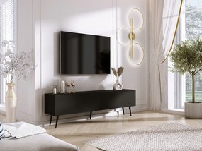 Szafka RTV: Czarny Mat, czarne nogi, 170 x 52 x 32 cm