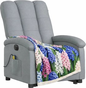 Jasnoszary fotel masujący z podnóżkiem A2-M34