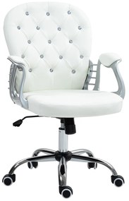 Vinsetto Krzesło biurowe, ergonomiczne krzesło do biura z podłokietnikami, wyściełane oparcie Białe