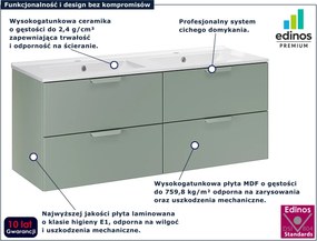Zielona wisząca szafka łazienkowa z umywalką T7-A13
