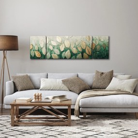 Obraz - Złoto-zielone liście (170x50 cm)