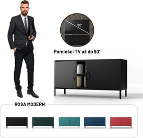 Metalowa szafka RTV dwudrzwiowa Modern Rosa, czarna