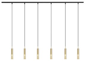 Modern railsysteem zwart met 6 hanglampen goud met amber glas 1-fase - Slimline Loyce Nowoczesny Oswietlenie wewnetrzne