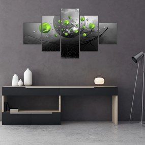 Obraz zielonych abstrakcyjnych kul (125x70 cm)