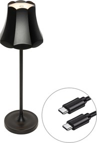 Retro Lampa stołowa czarna ładowalna IP44 - Granny