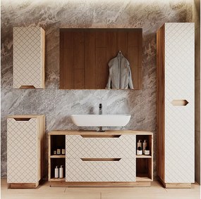 Zestaw mebli łazienkowych dąb/kaszmir ze strukturą płytek 119.2x35x62.5 lotta