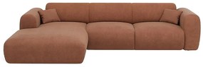Kanapa narożna lewostronna dużych rozmiarów z teksturowaną terakotową tapicerką - POGNI marki Maison Céphy