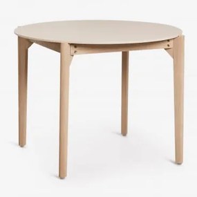 Okrągły Stół Ogrodowy Ø100 Cm Z Cementu I Drewna Akacjowego Xajul Jasny Akacjowy Brąz - Sklum