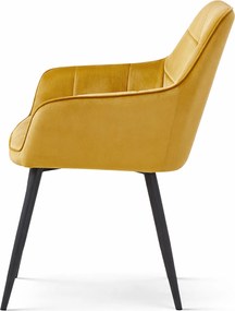 Krzesło jadalniane VARSI VELVET z czarnymi nogami, musztardowe