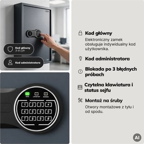 Sejf na klucze z wrzutnią elektroniczny Bruce