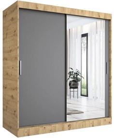Szafa przesuwna dąb artisan + antracyt 180 cm - Massi 5X
