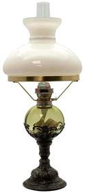 Lampa naftowa DRAHOMÍRA 50 cm zielona leśna z cynowym zdobieniem