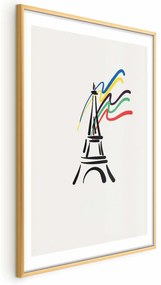 Plakat Wieża Eiffla i kolory 21x30 cm z ramą złotą z marginesem ARTGEIST B