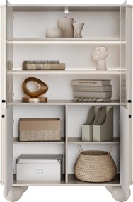 Witryna Vesper 103 cm czterodrzwiowa - kaszmir / czarne uchwyty / nogi kule