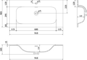 Mexen Vela umywalka wpuszczana w blat 91 x 46,5 cm, biała połysk - 25239000