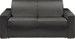 Kanapa 2-osobowa z ekspresowym mechanizmem rozkładania z ekoskóry CALITO - Czarny - Wymiary miejsca do spania: 120 cm - Materac 14 cm z pamięcią kształtu
