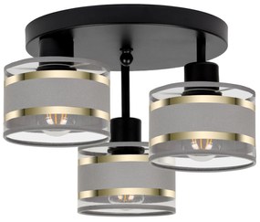 Lampa sufitowa czarna trzypunktowa z szarymi abażurami T-3030SC-GRGRGR