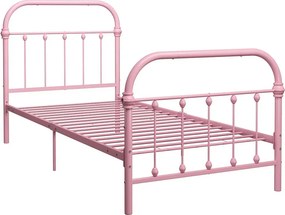 Różowe minimalistyczne łóżko metalowe 100x200 cm S4-T73