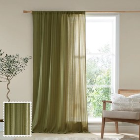 Khaki firanka 140x229 cm Zofia Broderie Anglaise – Pineapple Elephant
