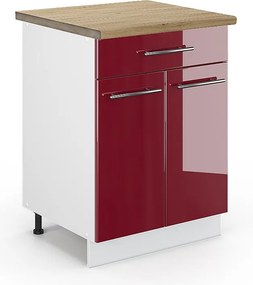 Szafka dolna do kuchni bordowa czerwień wysoki połysk 60x60x82 fame-line