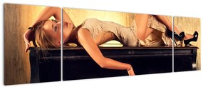 Obraz - Kobieta na fortepianie (170x50 cm)