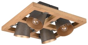 Ciemnoszaro-naturalna lampa sufitowa z metalowym kloszem 39x39 cm Bell – Trio
