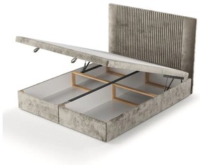 Beżowe tapicerowane łóżko dwuosobowe ze schowkiem 180x200 cm Mavel – Maison de Rêve