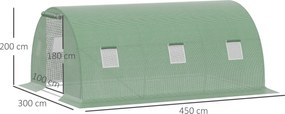 Outsunny Szklarnia foliowa z oknem kolor ciemnozielony 4,5 x 3 cm