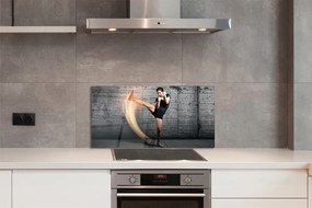 Szkło do Kuchni na Ścianę Kobieta Trenująca Fitness