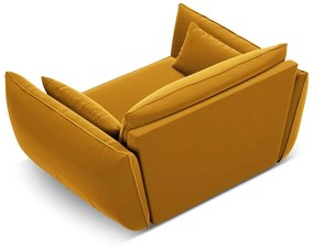 Musztardowy aksamitny fotel Vanda – Mazzini Sofas