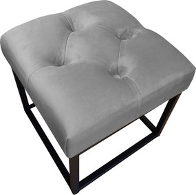 Pufa CHESTERFIELD tkanina Welur loft ławka podnóżek metal : Kolor Stelaża - Czarny , Kolor tkaniny - VELVET - MG17, Typ tkaniny - Velvet