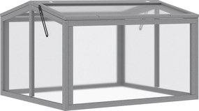 Outsunny Szklarnia Ogrodowa z Drewna i Poliwęglanu Jasnoszara Odporna na Pogodę 90x80x58cm | Aosom PL