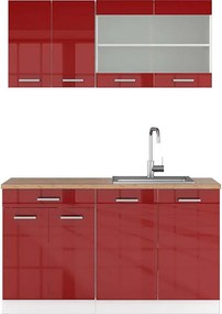 Pojedyncza kuchnia czerwony wysoki połysk/biały 140x60x81.6 r-line