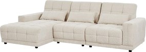 Kanapa narożna lewostronna z elektryczną funkcją relax i beżową teksturowaną tapicerką - DOREA marki Pascal Morabito
