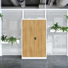 Szafa biurowa metalowa Biały/ Złoty dąb: Eco Design JAN II