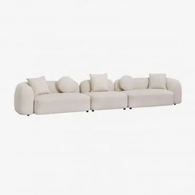 Modułowa Sofa 3-częściowa Z Tkaniny Coco Chenille Gruba Tkanina Szenilowa Biała - Sklum