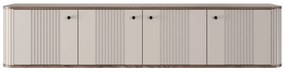 Szafka RTV wisząca Vesper 4D 187 cm - kaszmir / orzech / czarne uchwyty