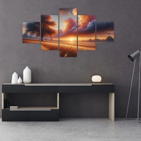 Obraz – Zachód słońca na polu (125x70 cm)