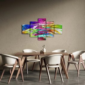 Obraz - Mur z cegły z kolorowymi płomieniami (125x70 cm)