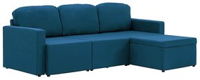 Rozkładana sofa modułowa niebieska tkanina - Odi 4Q