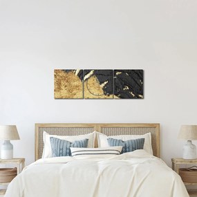 Obraz - Złota struktura N⁰1 (z zegarem) (90x30 cm)