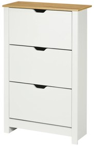 HOMCOM Szafka na Buty Biała z 3 Klapami 72x26x112cm | Aosom PL