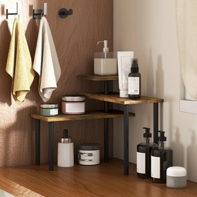 HOMCOM Regał kuchenny, Obracane regał na mikrofalówkę z 3 półkami, Industrialny regał metalowy, 40 x 18 x 36,5 cm