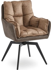 Krzesło Tapicerowane Obrotowe ISLA Brązowe Nowoczesne Loft